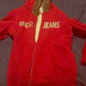Guess zip up red sweater